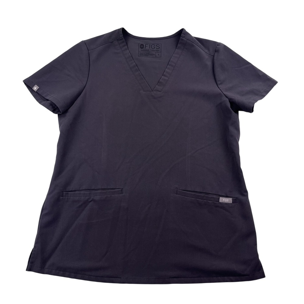 FIGS Technical Collection Grey V-Neck Scrub Top Small Medical Nursing Wear